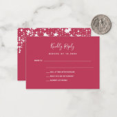 マゼンタ結婚星の応答RSVP ノートカード (正面/裏面インサイチュ)