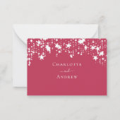 マゼンタ結婚星の応答RSVP ノートカード (裏面)