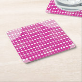 マゼンタ色の抽象芸術水玉模様(濃色) g9 スクエアペーパーコースター (アングル)