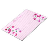 マゼンタ色の水色の花が並パーソナライズされたんだ ノートパッド (アングル)