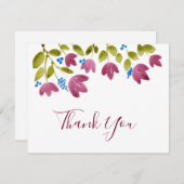 マゼンタ色の水色の花 サンキューカード (正面/裏面)