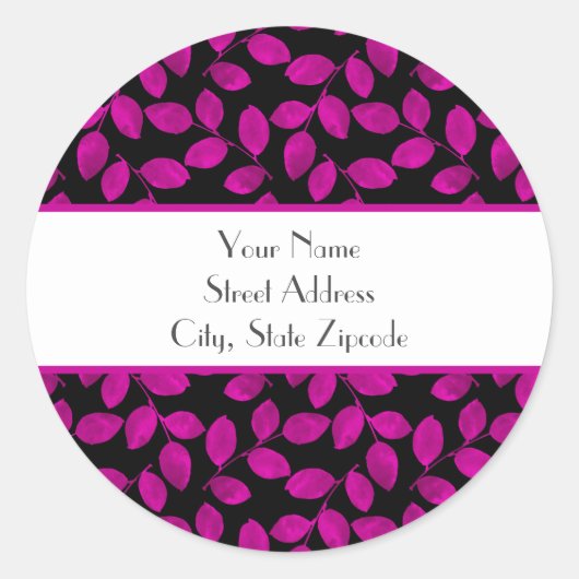 マゼンタ色の水葉色のパターン ラウンドシール (正面)