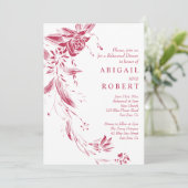 マゼンタ色の花結婚のリハーサルディナー 招待状 (スタンド正面)