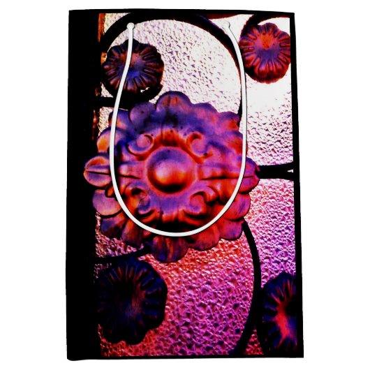 マゼンタ色の花 ミディアムペーパーバッグ (正面)