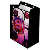 マゼンタ色の花 ミディアムペーパーバッグ (裏面アングル)