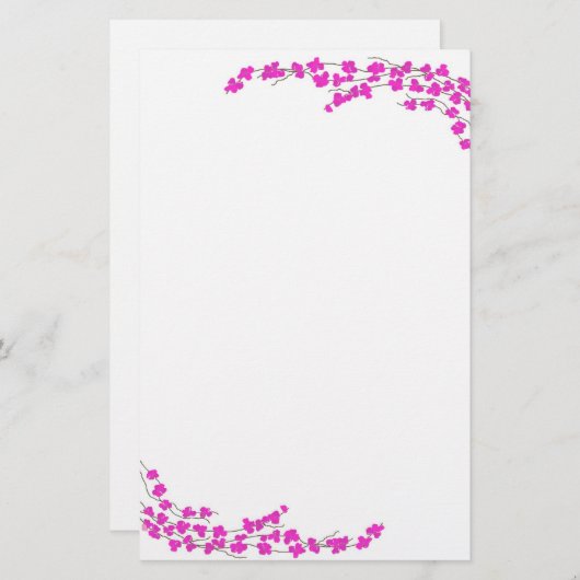マゼンタ色の花 便箋 (正面/裏面)