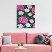 マゼンタ色の花（黒） キャンバスプリント (インサイチュ (リビング))