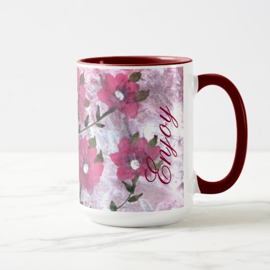 マゼンタ花コーヒーマグ マグカップ (右)