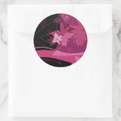 マゼンタ花柄 ラウンドシール (バッグ)