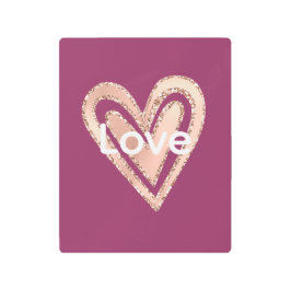 マゼンタ赤面ピンクハート メタルプリント