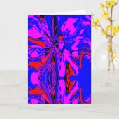 マゼンタ赤黒青ファンタジー花(姿付き) カード (黄色い花)