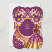 マゼンタ金ゴールドキンセアニラドレスプリンセススウィート16 招待状 (裏面)