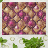 マゼンタ金ゴールドクリスマスパターン#12 ID1009 キッチンタオル (折り畳み)