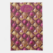 マゼンタ金ゴールドクリスマスパターン#12 ID1009 キッチンタオル (縦)