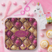 マゼンタ金ゴールドクリスマスパターン#12 ID1009 ペーパープレート (パーティー)