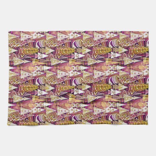 マゼンタ金ゴールドクリスマスパターン#25 ID1009 キッチンタオル (横)