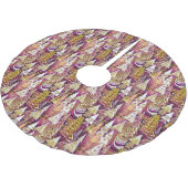 マゼンタ金ゴールドクリスマスパターン#25 ID1009 ブラッシュドポリエステルツリースカート (アングル)