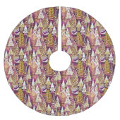 マゼンタ金ゴールドクリスマスパターン#25 ID1009 ブラッシュドポリエステルツリースカート (正面)