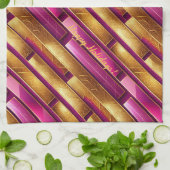 マゼンタ金ゴールドクリスマスパターン#28 ID1009 キッチンタオル (折り畳み)