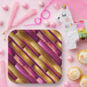 マゼンタ金ゴールドクリスマスパターン#28 ID1009 ペーパープレート (パーティー)