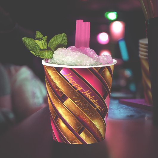 マゼンタ金ゴールドクリスマスパターン#28 ID1009 紙コップ