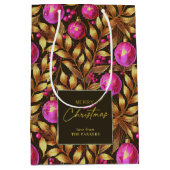 マゼンタ金ゴールドクリスマスパターン#29 ID1009 ミディアムペーパーバッグ (正面)