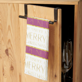 マゼンタ金ゴールドクリスマスパターン#35 ID1009 キッチンタオル