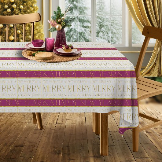 マゼンタ金ゴールドクリスマスパターン#35 ID1009 テーブルクロス