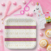 マゼンタ金ゴールドクリスマスパターン#35 ID1009 ペーパープレート (パーティー)