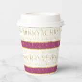 マゼンタ金ゴールドクリスマスパターン#35 ID1009 紙コップ (正面)