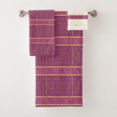 マゼンタ金ゴールドクリスマスパターン#35b ID1009 バスタオルセット (インサイチュ)