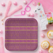 マゼンタ金ゴールドクリスマスパターン#35b ID1009 ペーパープレート (パーティー)