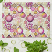 マゼンタ金ゴールドクリスマスパターン#6 ID1009 キッチンタオル (折り畳み)