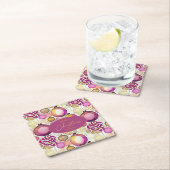 マゼンタ金ゴールドクリスマスパターン#6 ID1009 スクエアペーパーコースター (インサイチュ)