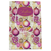 マゼンタ金ゴールドクリスマスパターン#6 ID1009 ミディアムペーパーバッグ (正面)