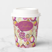 マゼンタ金ゴールドクリスマスパターン#6 ID1009 紙コップ (正面)
