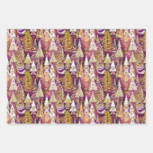 マゼンタ金ゴールドクリスマスパターン#7#25#32 ID1009 ラッピングペーパーシート (正面3)