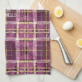 マゼンタ金ゴールドクリスマスパターン#7 ID1009 キッチンタオル (四つ折り)