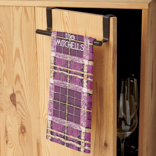 マゼンタ金ゴールドクリスマスパターン#7 ID1009 キッチンタオル (三つ折り)