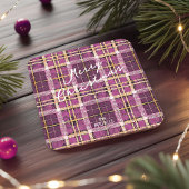 マゼンタ金ゴールドクリスマスパターン#7 ID1009 スクエアペーパーコースター