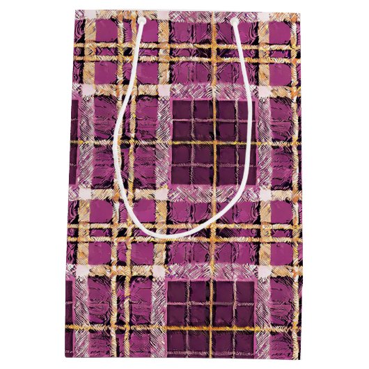 マゼンタ金ゴールドクリスマスパターン#7 ID1009 ミディアムペーパーバッグ (裏面)