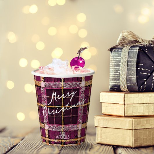 マゼンタ金ゴールドクリスマスパターン#7 ID1009 紙コップ