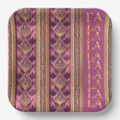 マゼンタ金ゴールドクリスマスララパターン#27 ID1009 ペーパープレート (正面)