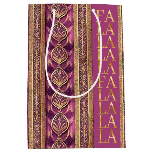 マゼンタ金ゴールドクリスマスララパターン#27 ID1009 ミディアムペーパーバッグ (正面)