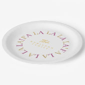 マゼンタ金ゴールドクリスマスFa La La ID1009 ペーパープレート (アングル)