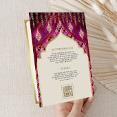 マゼンタ金ゴールドフローラカーテンインディアンヒンドー結婚ズ 招待状