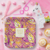 マゼンタ金ゴールドメリークリスマスパターン#21 ID1009 ペーパープレート (パーティー)