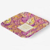 マゼンタ金ゴールドメリークリスマスパターン#21 ID1009 ペーパープレート (傾斜あり)