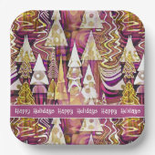 マゼンタ金ゴールドメリークリスマスパターン#25 ID1009 ペーパープレート (正面)