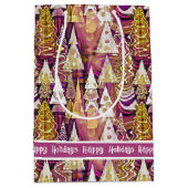 マゼンタ金ゴールドメリークリスマスパターン#25 ID1009 ミディアムペーパーバッグ (正面)